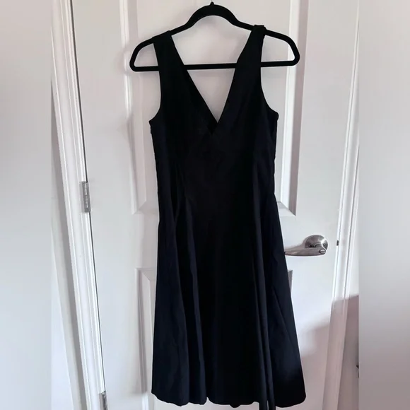 Anthropology black v neck dress with button front detail. - Picture 2 of 2